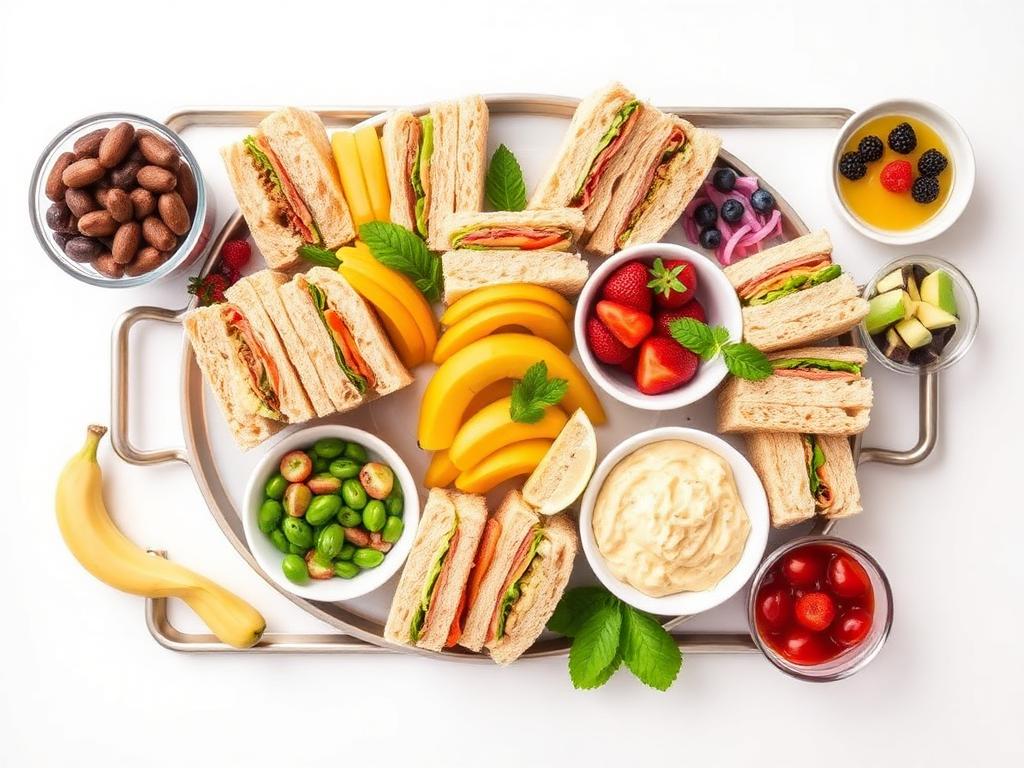 Catering tray with assorted items